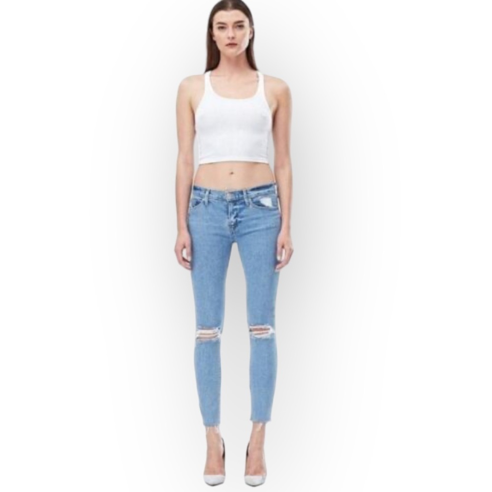 HUDSON Nico Mid Rise Raw Hem Super Skinny Jeans